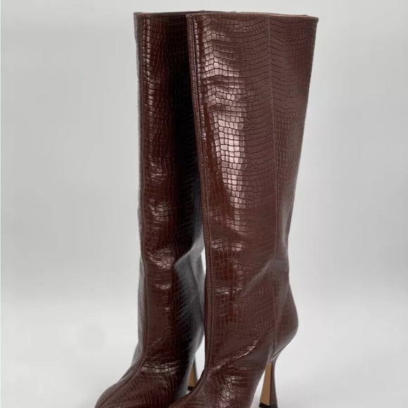 Stuart weitzman parton boots croc brown size 7.5 - Picture 2 of 6